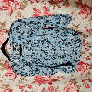 Ann Taylor Blue Floral Blouse Medium